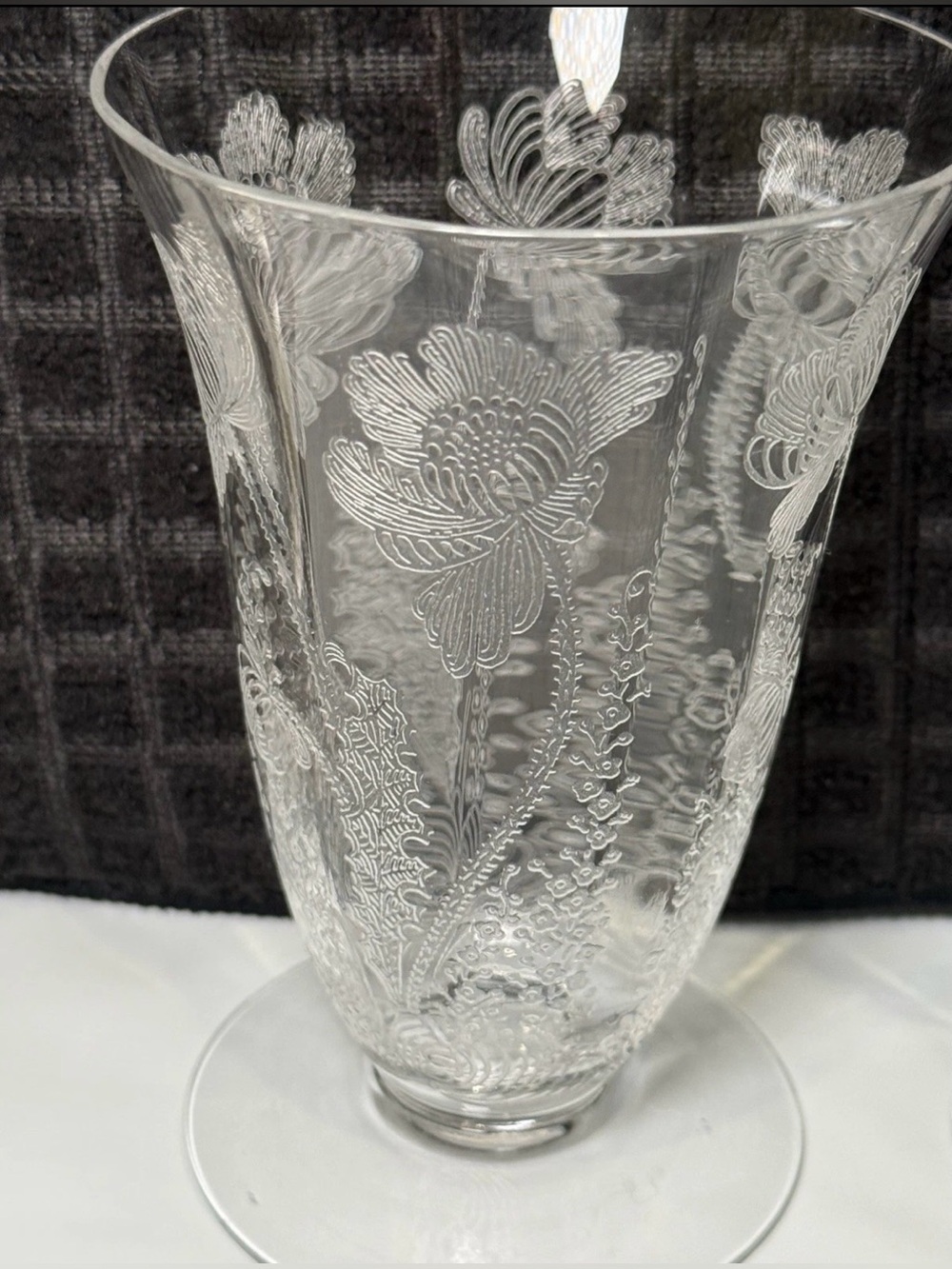 1930 Cambridge Glass Etched Gloria Clear
Footed Tumbler Floral Stem 3130 RARE - Picture 2 of 11
